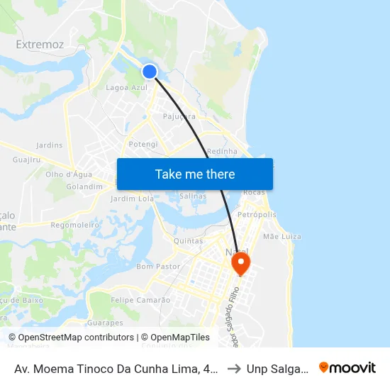 Av. Moema Tinoco Da Cunha Lima, 4286 | Sentido Bairro to Unp Salgado Filho map