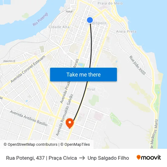 Rua Potengi, 437 | Praça Cívica to Unp Salgado Filho map