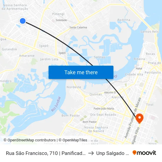 Rua São Francisco, 710 | Panificadora Vida to Unp Salgado Filho map