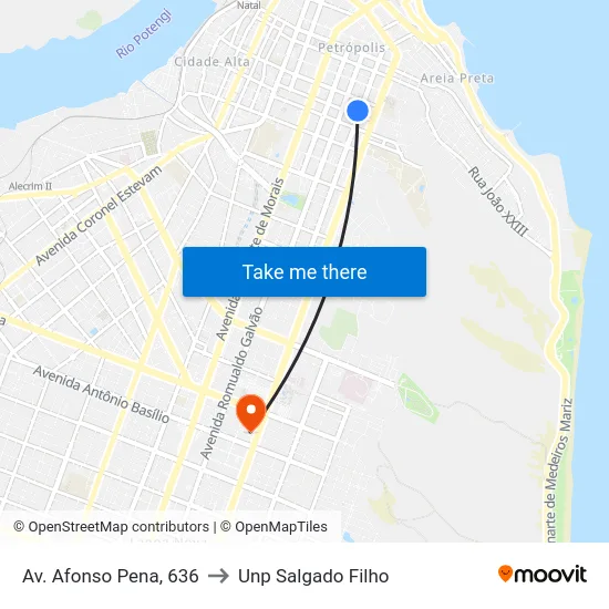 Av. Afonso Pena, 636 to Unp Salgado Filho map