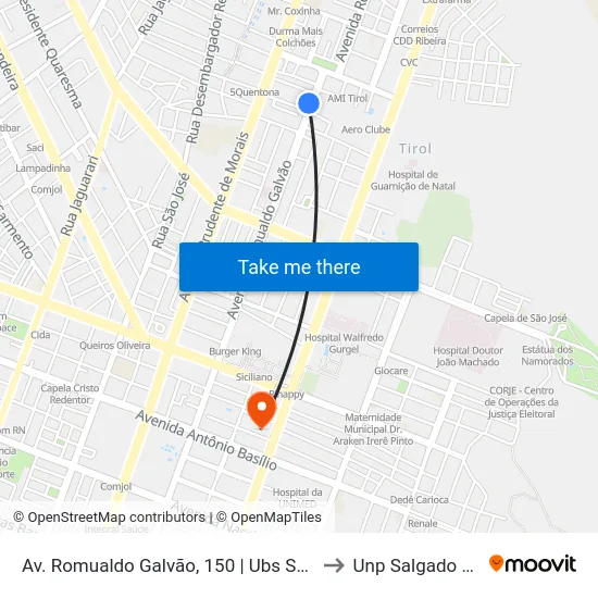 Av. Romualdo Galvão, 150 | Ubs São João to Unp Salgado Filho map