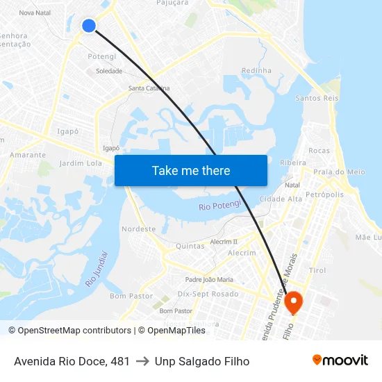 Avenida Rio Doce, 481 to Unp Salgado Filho map