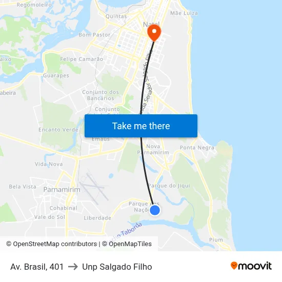 Av. Brasil, 401 to Unp Salgado Filho map