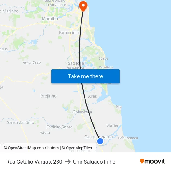 Rua Getúlio Vargas, 230 to Unp Salgado Filho map