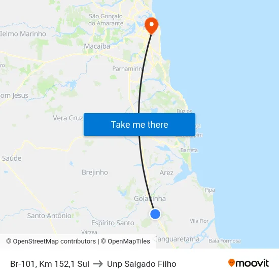 Br-101, Km 152,1 Sul to Unp Salgado Filho map