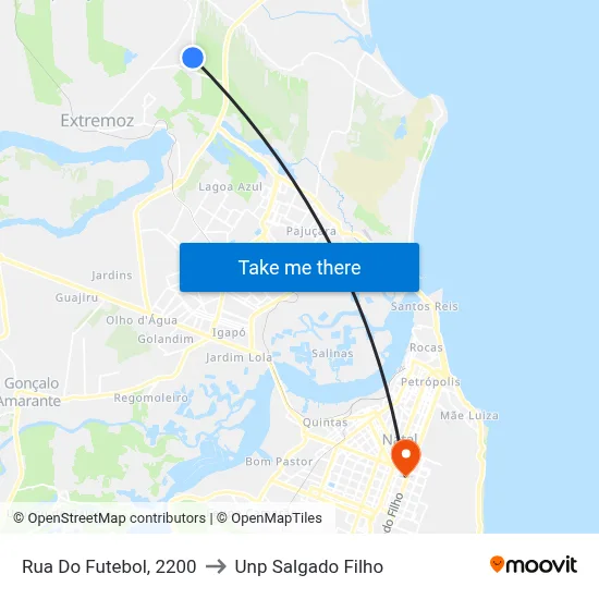 Rua Do Futebol, 2200 to Unp Salgado Filho map