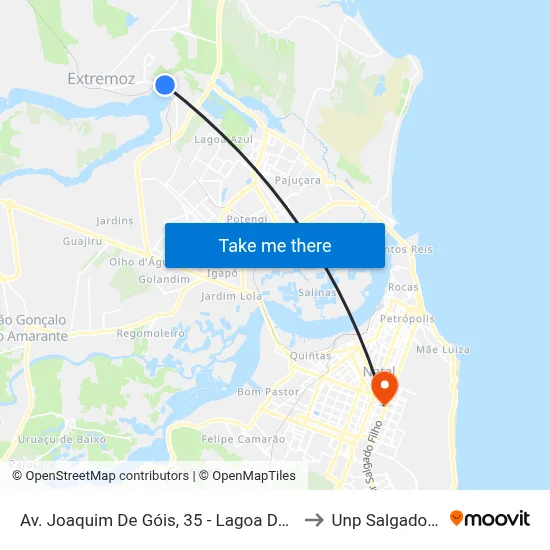 Av. Joaquim De Góis, 35 - Lagoa De Extremoz to Unp Salgado Filho map