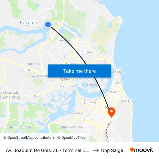 Av. Joaquim De Góis, 36 - Terminal Da Lagoa De Extremoz to Unp Salgado Filho map
