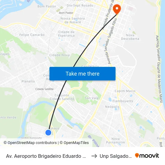 Av. Aeroporto Brigadeiro Eduardo Gomes, 965 to Unp Salgado Filho map