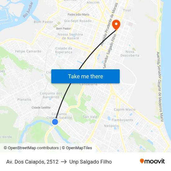 Av. Dos Caiapós, 2512 to Unp Salgado Filho map