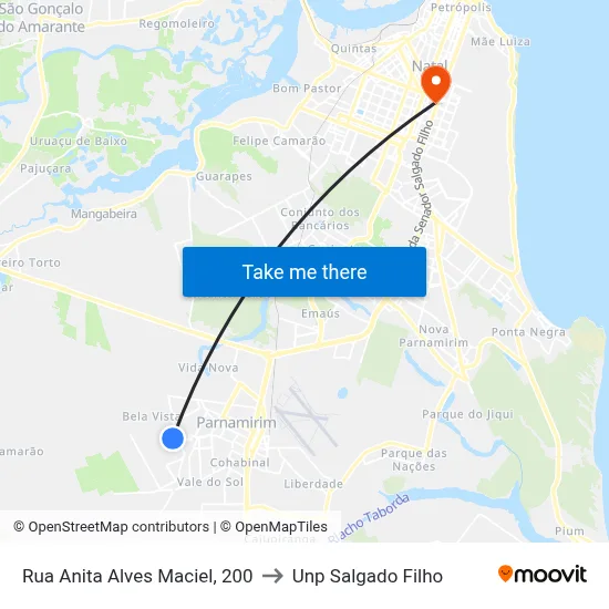 Rua Anita Alves Maciel, 200 to Unp Salgado Filho map