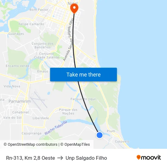 Rn-313, Km 2,8 Oeste to Unp Salgado Filho map