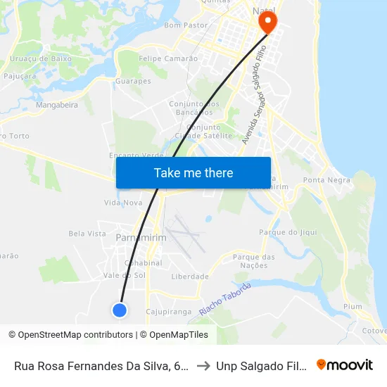 Rua Rosa Fernandes Da Silva, 607 to Unp Salgado Filho map