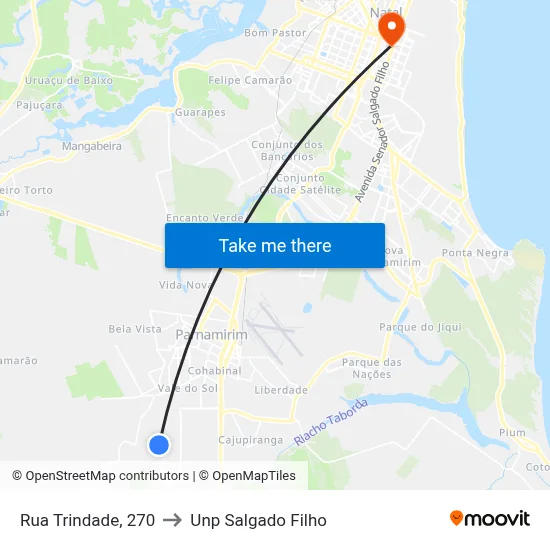 Rua Trindade, 270 to Unp Salgado Filho map