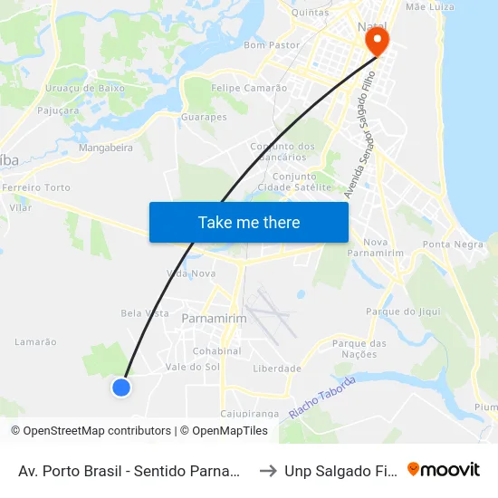 Av. Porto Brasil - Sentido Parnamirim to Unp Salgado Filho map