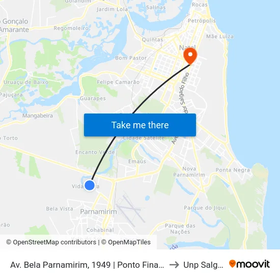 Av. Bela Parnamirim, 1949 | Ponto Final Da Linha 5 No Jockey Clube to Unp Salgado Filho map