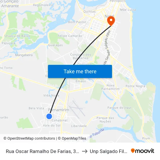 Rua Oscar Ramalho De Farias, 370 to Unp Salgado Filho map