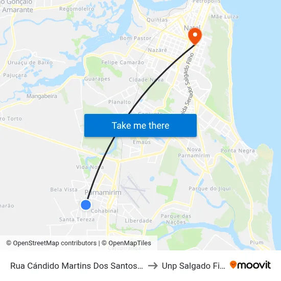 Rua Cándido Martins Dos Santos, 425 to Unp Salgado Filho map