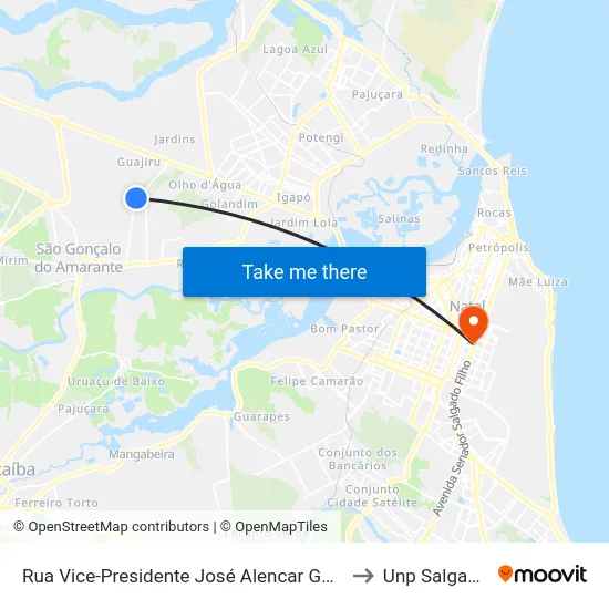 Rua Vice-Presidente José Alencar Gomes Da Silva, 924 to Unp Salgado Filho map
