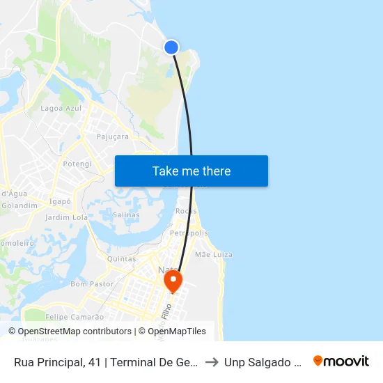 Rua Principal, 41 | Terminal De Genipabu to Unp Salgado Filho map