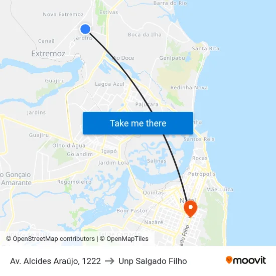 Av. Alcides Araújo, 1222 to Unp Salgado Filho map