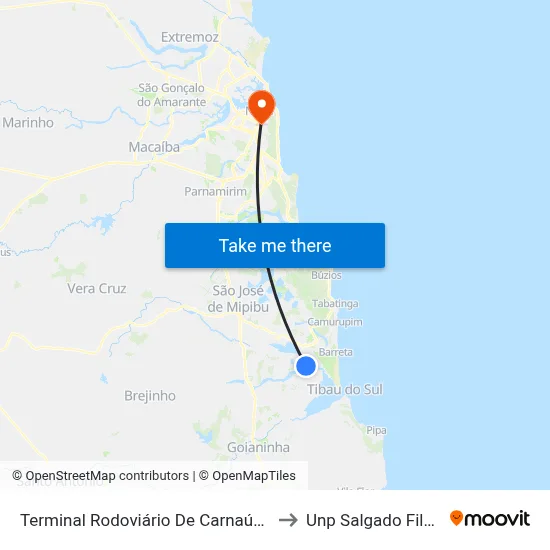 Terminal Rodoviário De Carnaúba to Unp Salgado Filho map