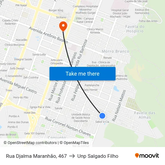 Rua Djalma Maranhão, 467 to Unp Salgado Filho map