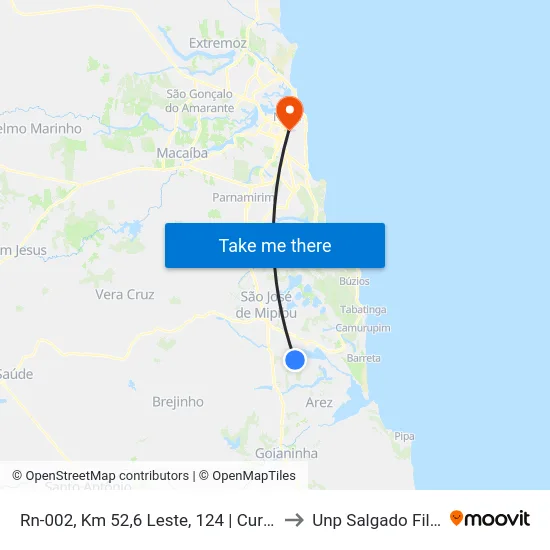 Rn-002, Km 52,6 Leste, 124 | Currais to Unp Salgado Filho map