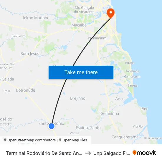 Terminal Rodoviário De Santo Antônio to Unp Salgado Filho map