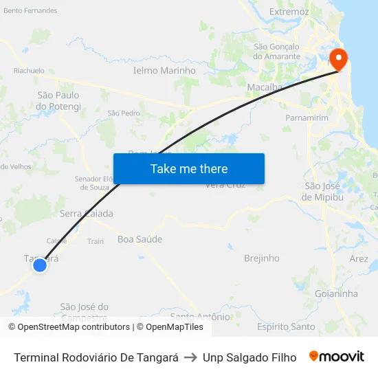 Terminal Rodoviário De Tangará to Unp Salgado Filho map
