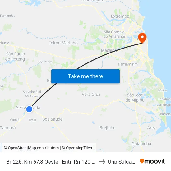 Br-226, Km 67,8 Oeste | Entr. Rn-120 Para Santo Antônio to Unp Salgado Filho map