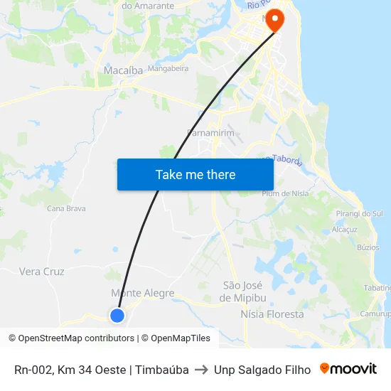 Rn-002, Km 34 Oeste | Timbaúba to Unp Salgado Filho map