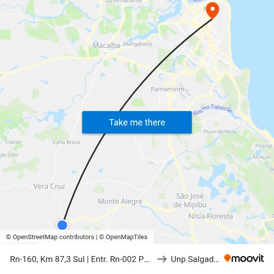 Rn-160, Km 87,3 Sul | Entr. Rn-002 Para Monte Alegre to Unp Salgado Filho map