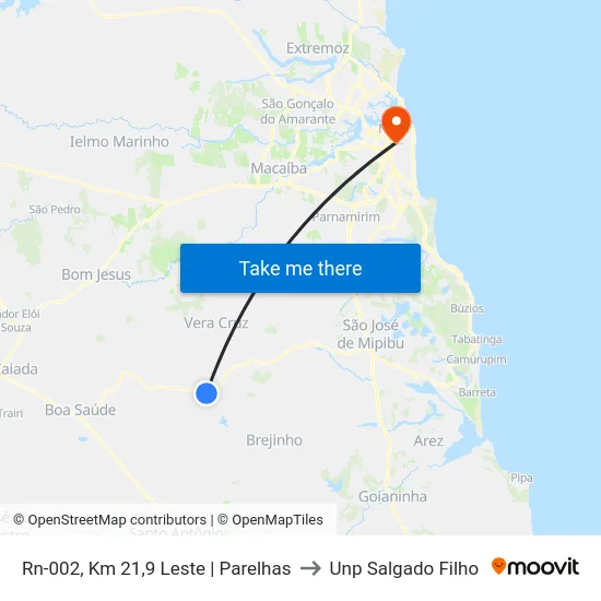 Rn-002, Km 21,9 Leste | Parelhas to Unp Salgado Filho map