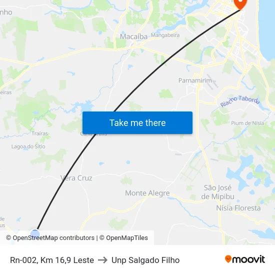 Rn-002, Km 16,9 Leste to Unp Salgado Filho map