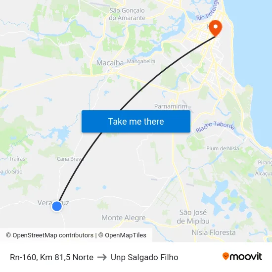 Rn-160, Km 81,5 Norte to Unp Salgado Filho map