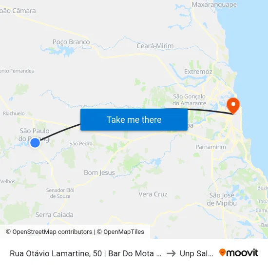 Rua Otávio Lamartine, 50 | Bar Do Mota - Ponto Final De São Paulo Do Potengi to Unp Salgado Filho map
