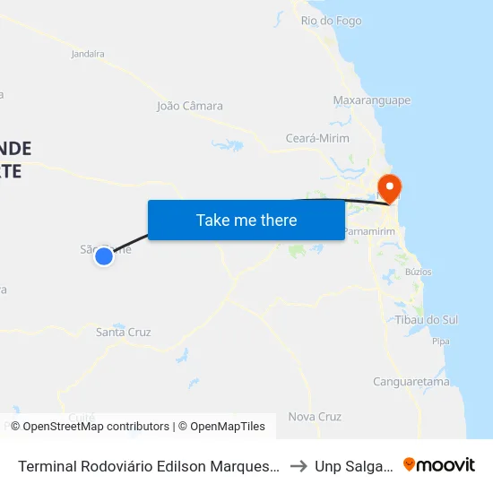 Terminal Rodoviário Edilson Marques Da Rocha | São Tomé to Unp Salgado Filho map