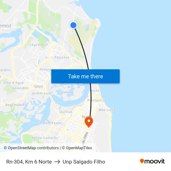 Rn-304, Km 6 Norte to Unp Salgado Filho map