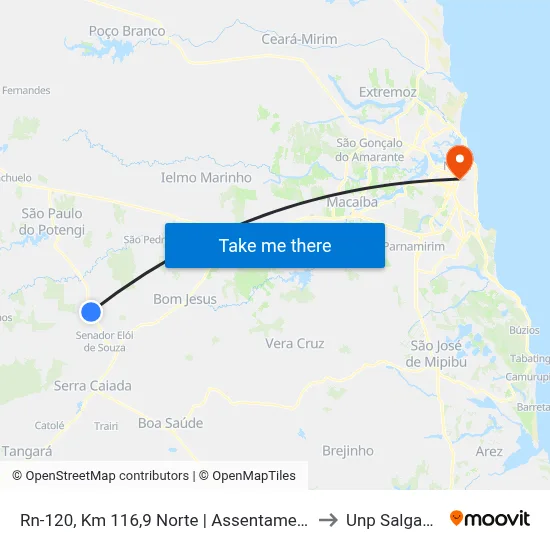 Rn-120, Km 116,9 Norte | Assentamento Santo Estevão to Unp Salgado Filho map