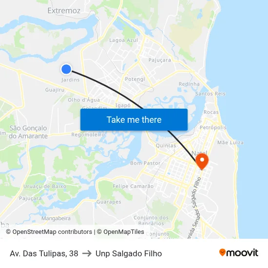 Av. Das Tulipas, 38 to Unp Salgado Filho map