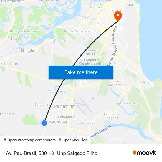 Av. Pau-Brasil, 500 to Unp Salgado Filho map