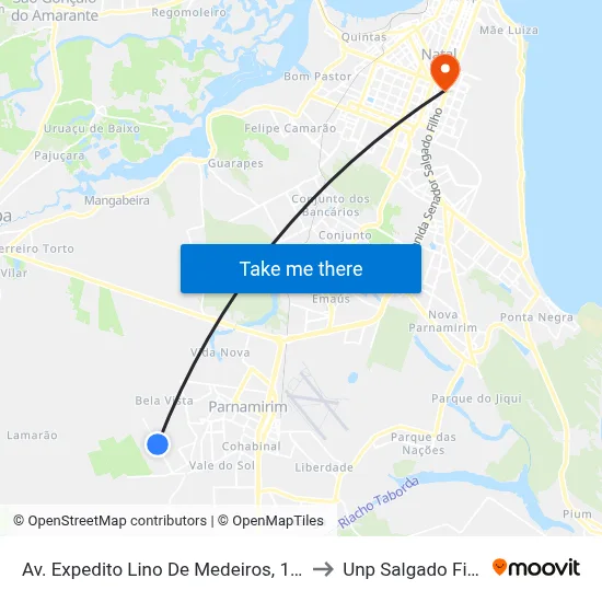 Av. Expedito Lino De Medeiros, 1211 to Unp Salgado Filho map