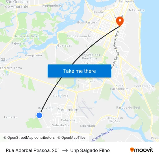Rua Aderbal Pessoa, 201 to Unp Salgado Filho map