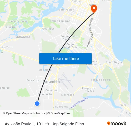 Av. João Paulo Ii, 101 to Unp Salgado Filho map