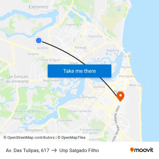 Av. Das Tulipas, 617 to Unp Salgado Filho map