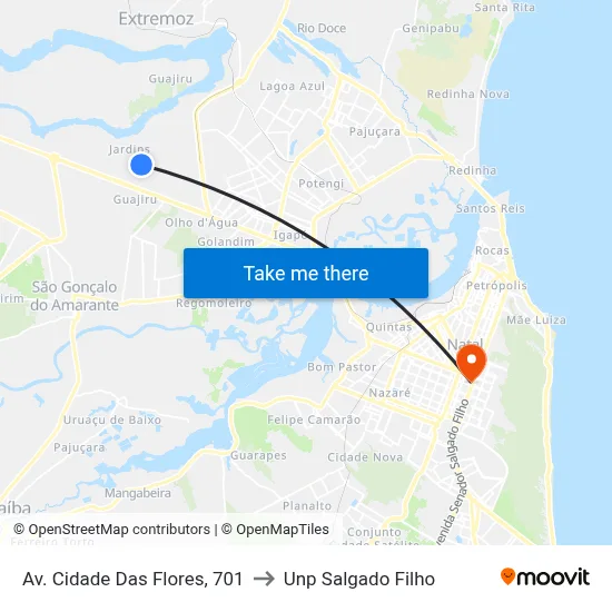 Av. Cidade Das Flores, 701 to Unp Salgado Filho map