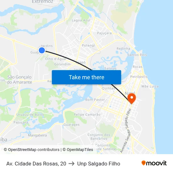 Av. Cidade Das Rosas, 20 to Unp Salgado Filho map