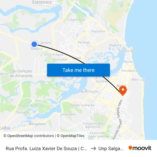 Rua Profa. Luiza Xavier De Souza | Central Do Cidadão to Unp Salgado Filho map