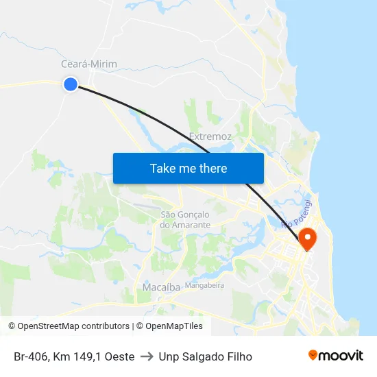 Br-406, Km 149,1 Oeste to Unp Salgado Filho map